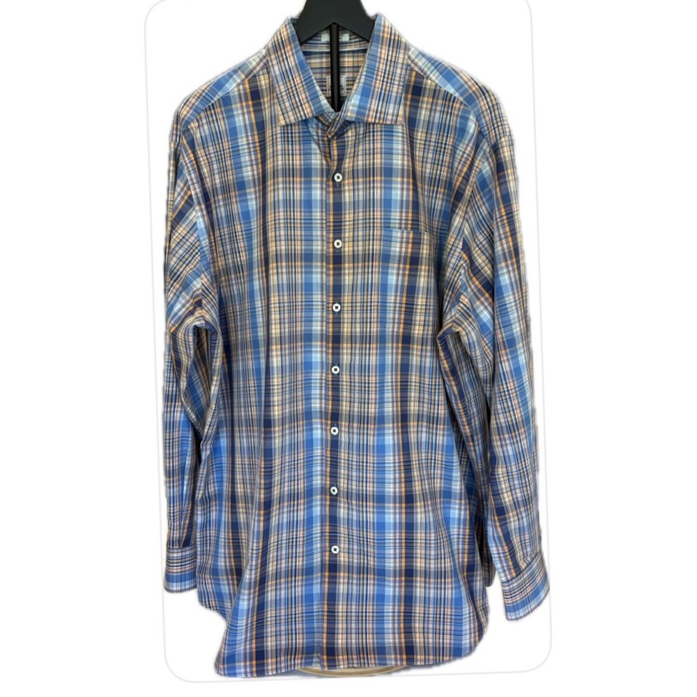 Peter Millar Plaid Long Sleeves Button Up Shirt XL